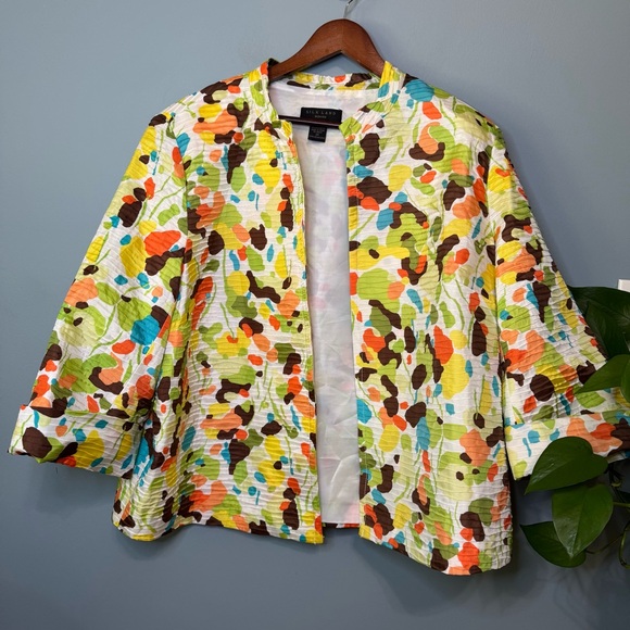 Silk Land Jackets & Blazers - Silk Land Abstract Floral Open Jacket. 100% Silk. 3/4 Length Sleeve. Women’s 2X